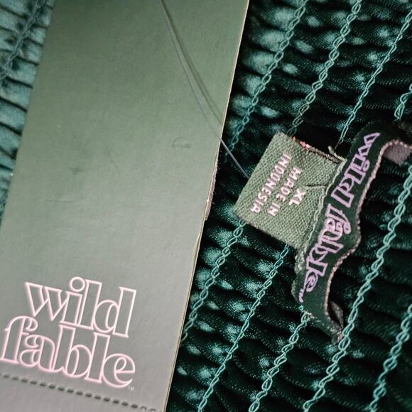 Wild Fable Emerald Green Corset Satin Holiday Dress Ballet Cottage Romantic NWT - Picture 12 of 12